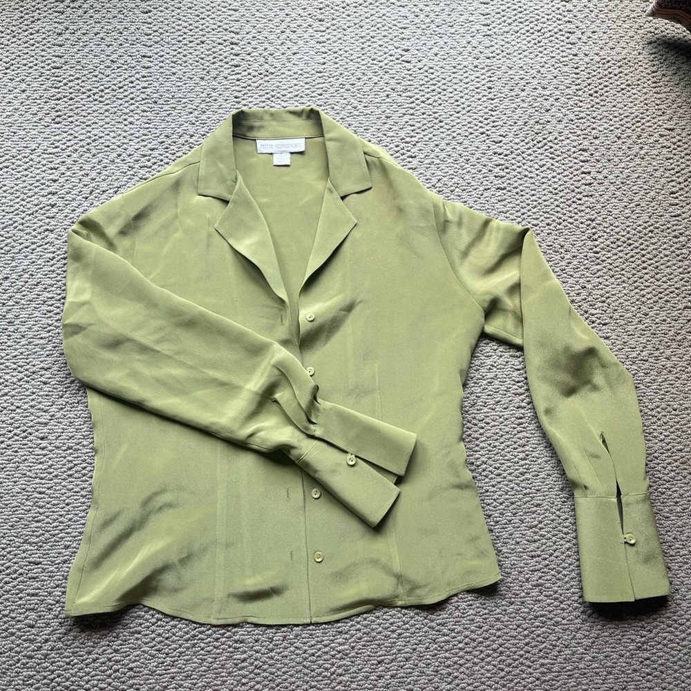Green silky professional work shirt